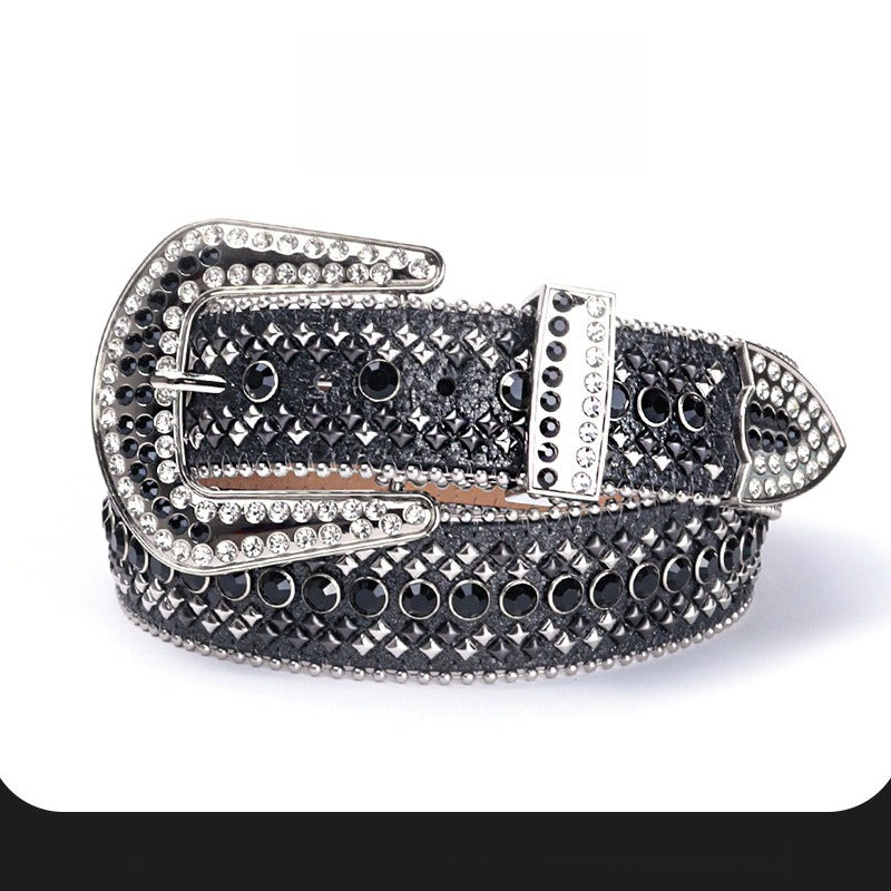 Hip-hop punk rhinestone belt colorful diamond inlaid punk style