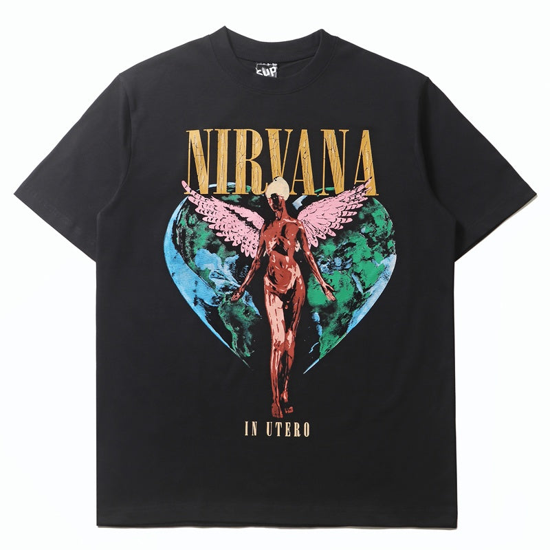 Mens T-shirt Nirvana angel wings print