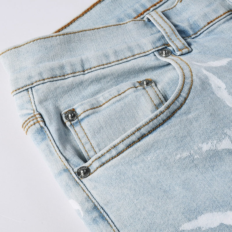 Purple brand Jeans High-quality pure cotton streetwear trousers Splashed ink