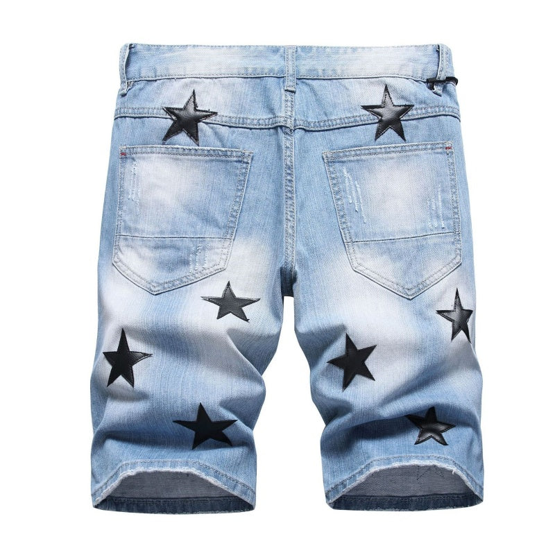 Denim shorts High-quality trendy casual pure cotton Non-stretch plus-size men's clothing