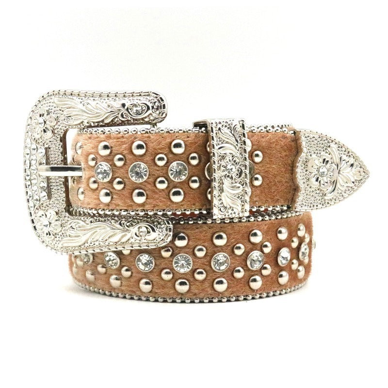 Hip-hop punk rhinestone belt rivet flower buckle punk style