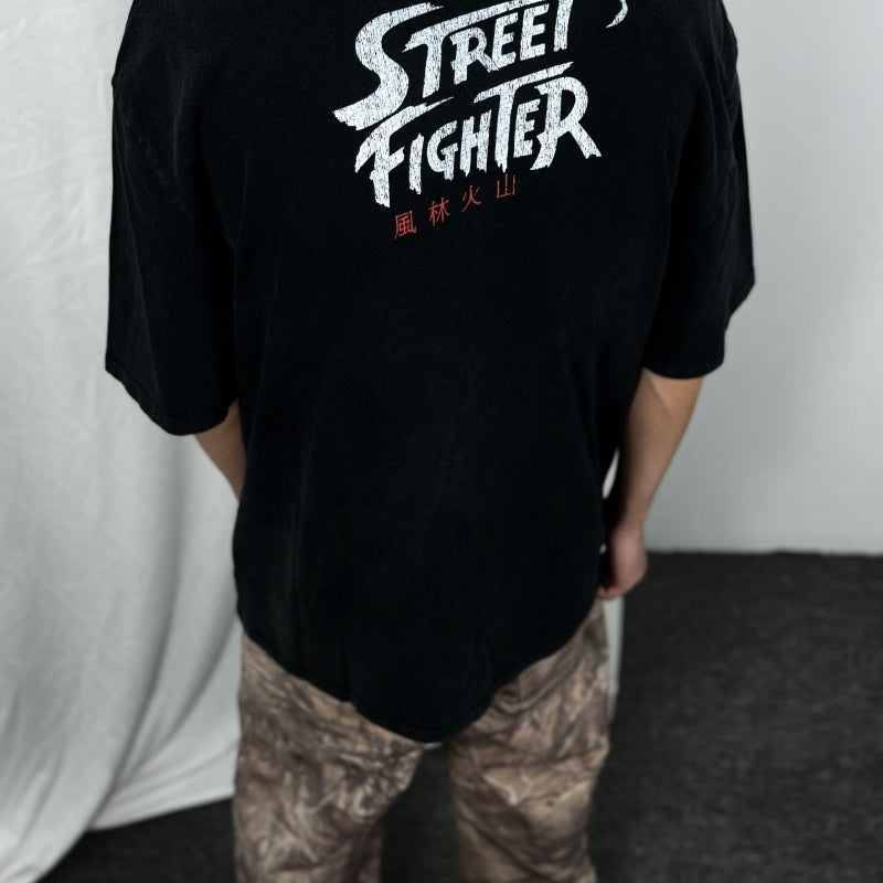 Unisex Vintage T Shirts Street Fighter "Wind, Forest, Fire, Mountain" Limited Edition – High-Street Style Featuring Premium Distressed Wash Craftsmanship