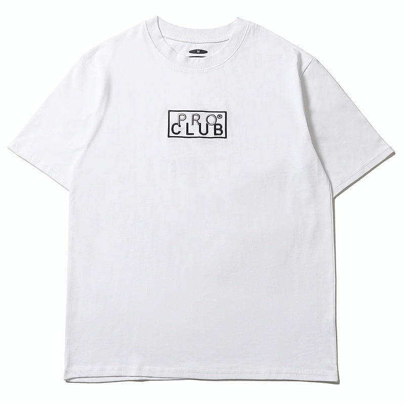 Mens T-shirt Vintage American-style Trendy minimalist letter patch embroidery