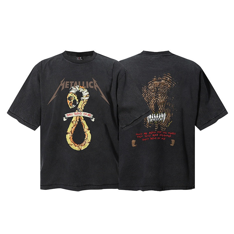 Saint Michael T Shirts Vintage Washed Dual Sided Infinity Snake Graphic Thrash Metal Band