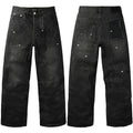 Purple brand Jeans High-quality pure cotton streetwear trousers Rhinestone-embellished loose straight-leg trousers