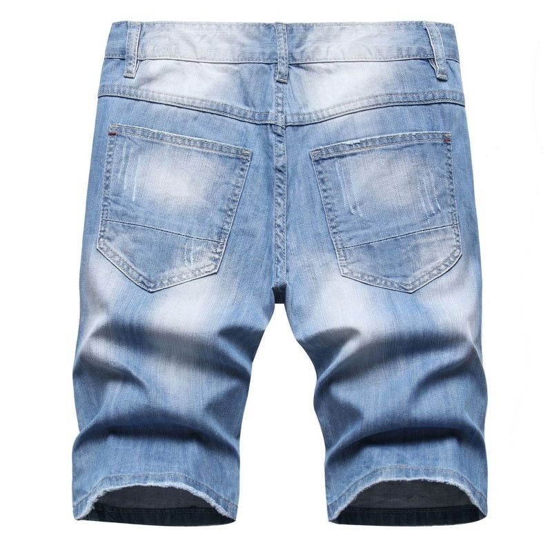 Denim shorts High-quality trendy casual pure cotton Non-stretch plus-size men's clothing