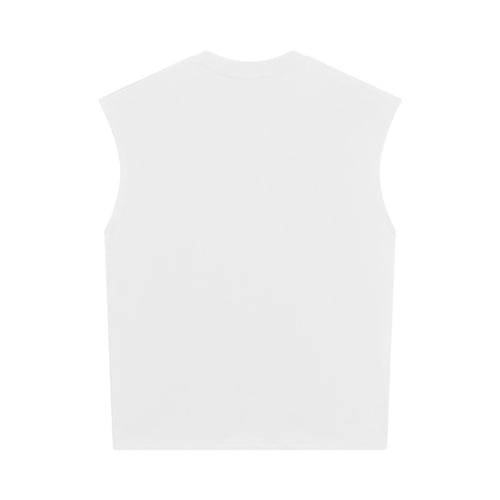 BIG FACE Drop-Shoulder Tank Top High-street vintage style featuring a small neckline, white-ink digital direct-to-garment (DTG) printing, and a heavy-duty, distressed wash finish; crafted from 260g double-yarn plain-knit fabric.