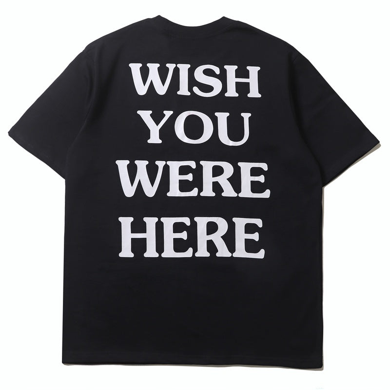 Mens T-shirt Vintage American-style Kanye & Travis Scott Minimalist Letter Print