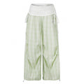 American-style streetwear harem pants Pleated Front Checkered Casual Wear