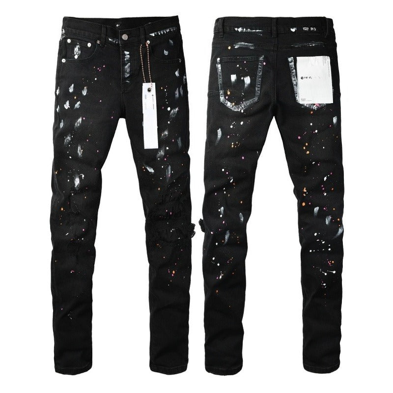 Purple brand Jeans High-quality pure cotton streetwear trousers Splashed ink