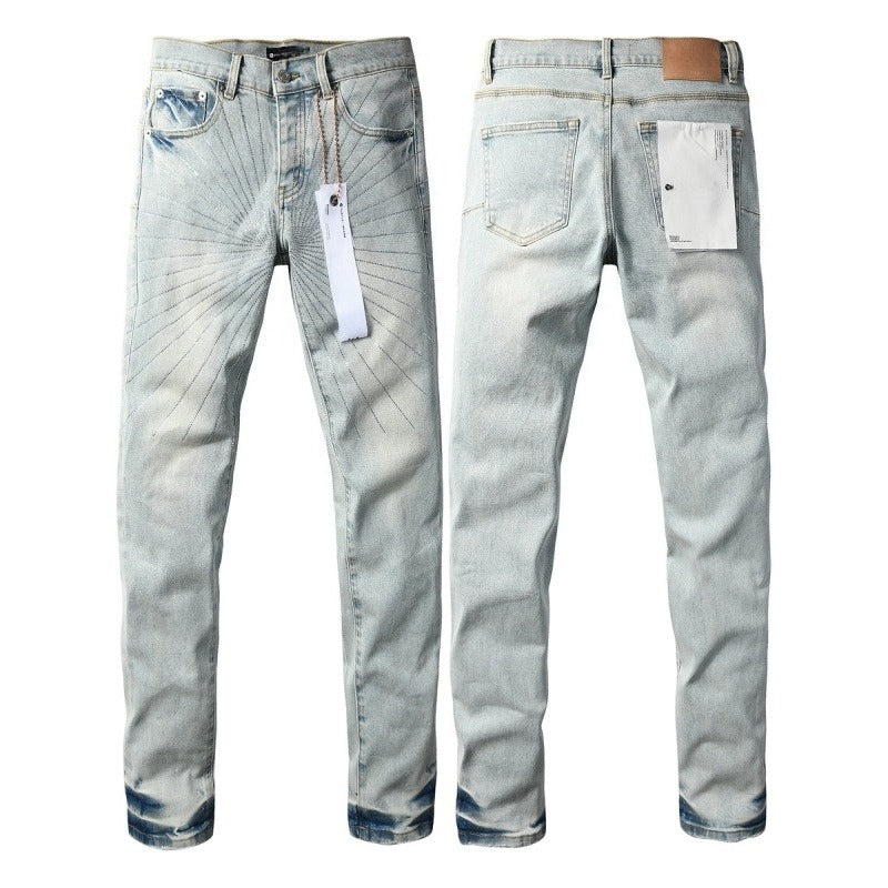 Purple brand Jeans High-quality pure cotton streetwear trousers Rhinestone