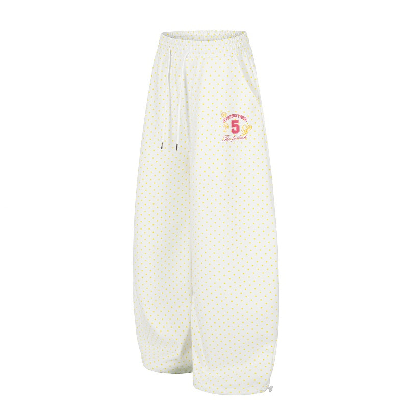 American-style streetwear harem pants Polka Dot Bow Graphic Barrel Trousers