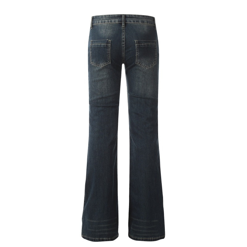 American-style streetwear harem pants Retro Faded Wash Low Rise Bootcut Cut