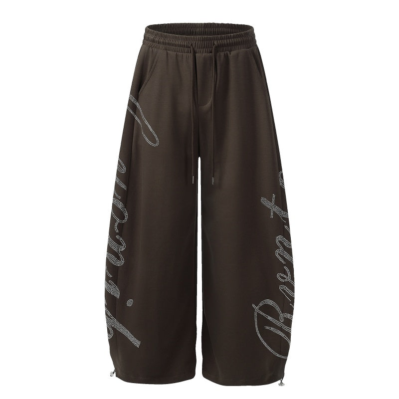 American-style streetwear harem pants Elastic Drawstring Loose Voluminous Silhouette