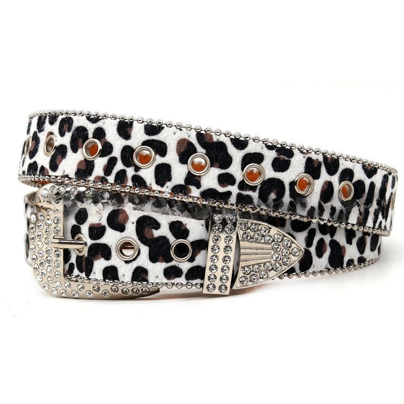 Hip-hop punk rhinestone belt skull wide belt