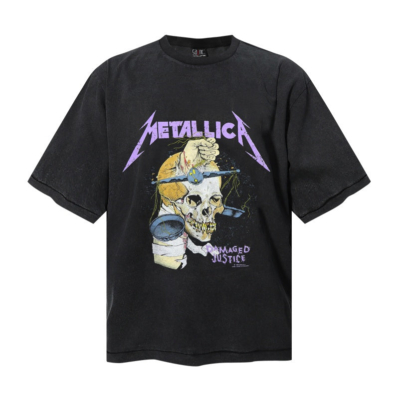 Saint Michael T Shirts Dual-Sided Surgical Skull Metal Band Vintage Washed