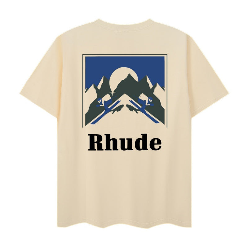 RHUDE T Shirts Vintage Mountain Brand Motif