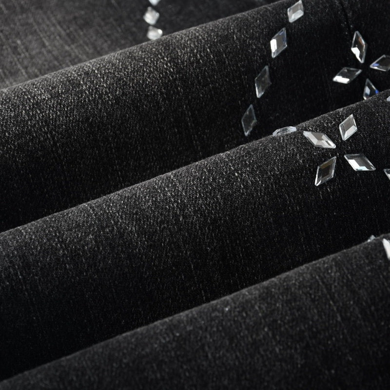 Purple brand Jeans High-quality pure cotton streetwear trousers Rhinestone
