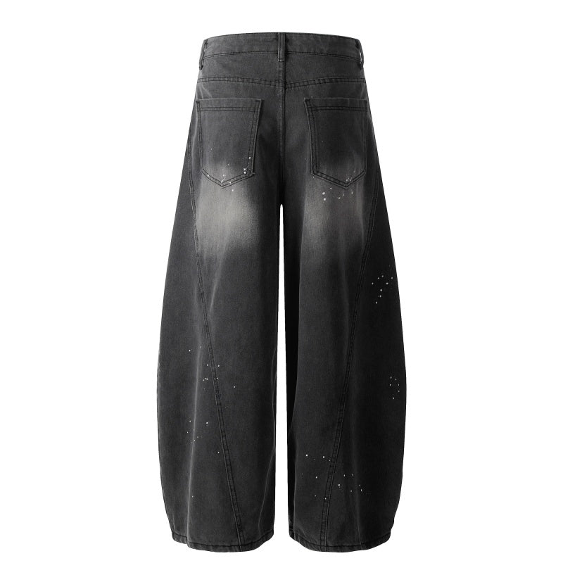 American-style streetwear harem pants Horizontal Whisker Vintage Detail