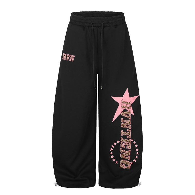 American-style streetwear harem pants Retro Star Circle Letter Print Streetwear Bottoms