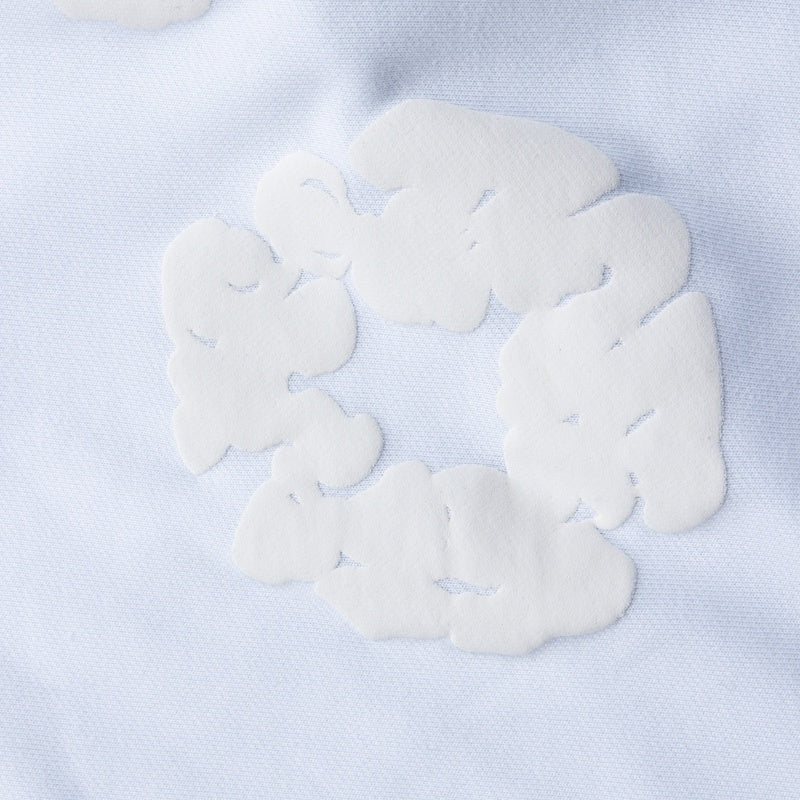 Denim Tears Hoodie Y2K All-Over White Cotton Wreath Floral Puff Printed Light Blue Oversized Hoodie