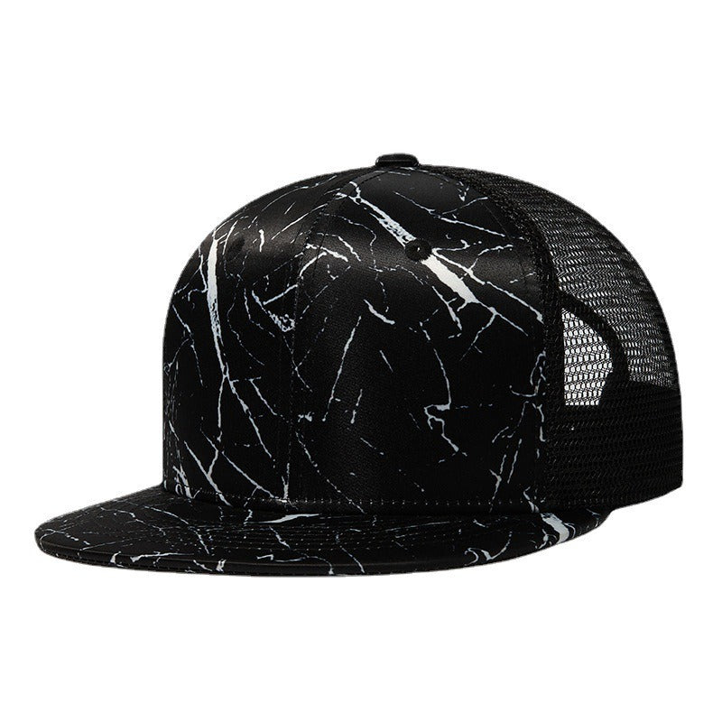 Trendy flat brimmed snapback hatsspring summer breathable sunshade