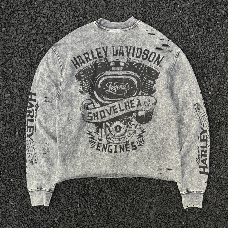 Unisex Vintage sweatshirt Harley Choppers Legendary Motorcycle – Limited Edition Crewneck Sweatshirt (Heavyweight, Washed & Distressed Finish)