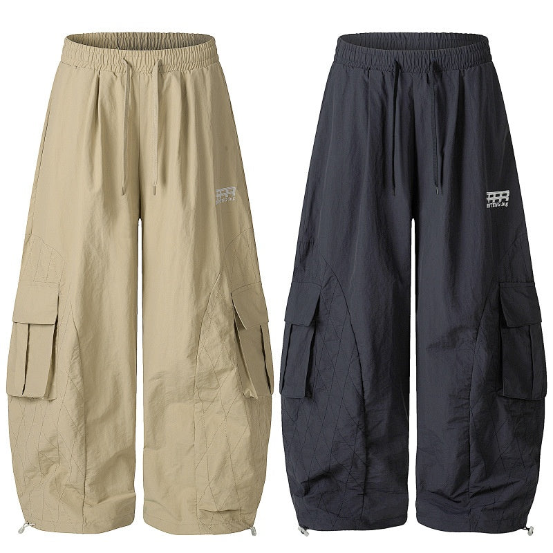 American-style streetwear harem pants Lightweight Textured Parachute Cargo Pants