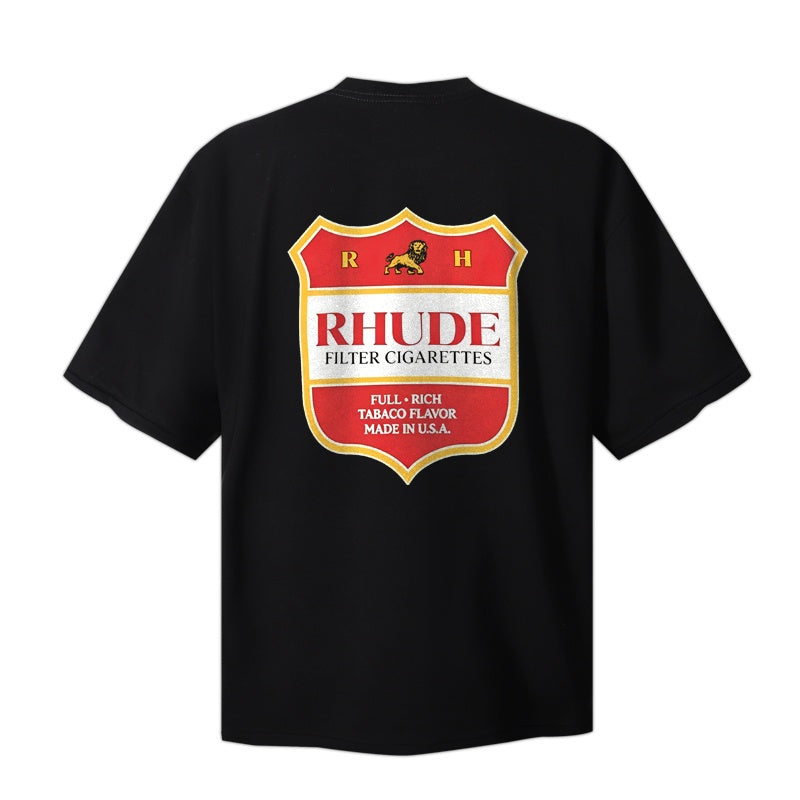 RHUDE T Shirts Antique Wine Tag Emblem Design