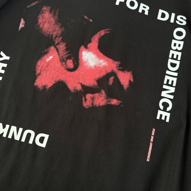 ERD T Shirts Dual Vertical Text Red Portrait Vintage Black Oversized Tee