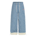 American-style streetwear harem pants Red & Blue Check Plush Lined Wide Cotton-padded trousers