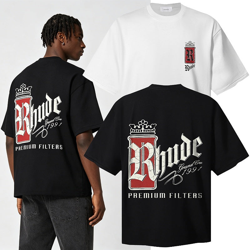 RHUDE T Shirts Streetwear  Premium Filters Back Placement Tee
