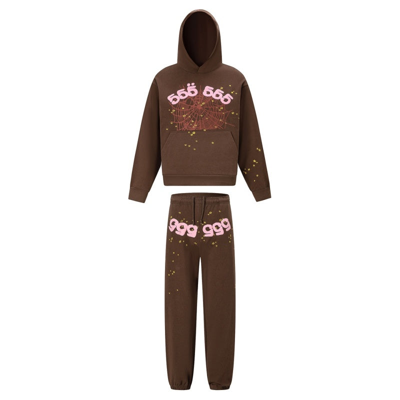 Spiderweb hoodie & sweatpants 2 piece set High-quality pure cotton for autumn and winter