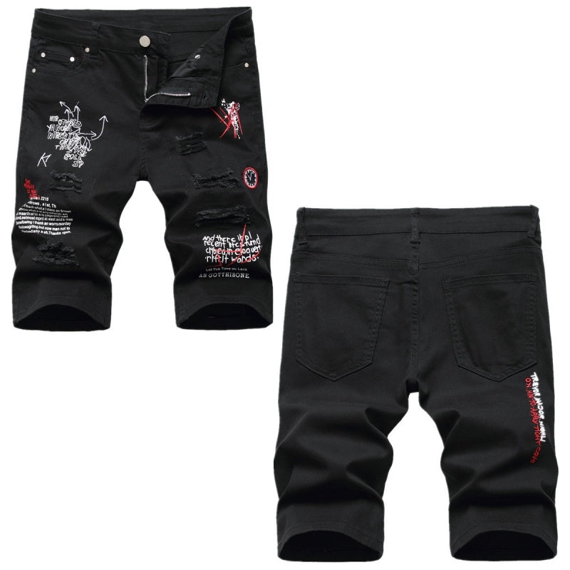 Denim shorts High-quality trendy casual pure cotton Non-stretch plus-size men's clothing