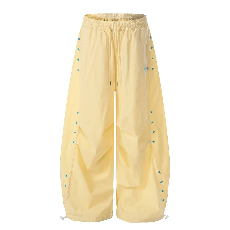American-style streetwear harem pants Lightweight Ruched Side Rivet Wide Bottoms