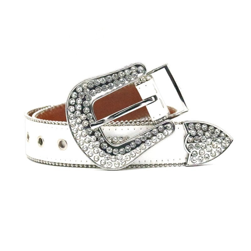 Hip-hop punk rhinestone belt full diamond alloy pin buckle punk style
