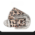 Hip-hop punk rhinestone belt punk leopard print