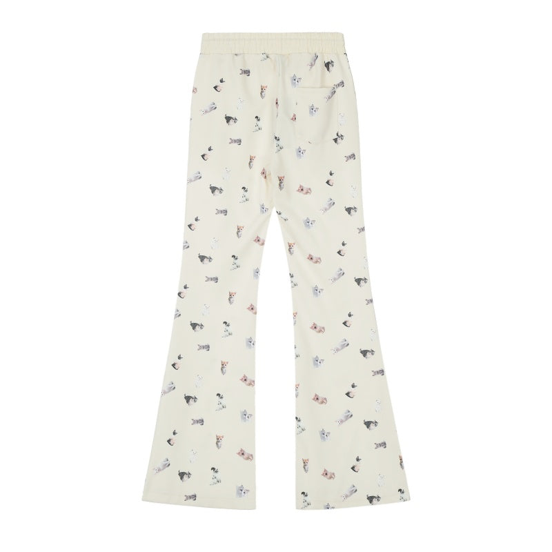 American-style streetwear harem pants Elastic Waist Printed Flare Bottoms