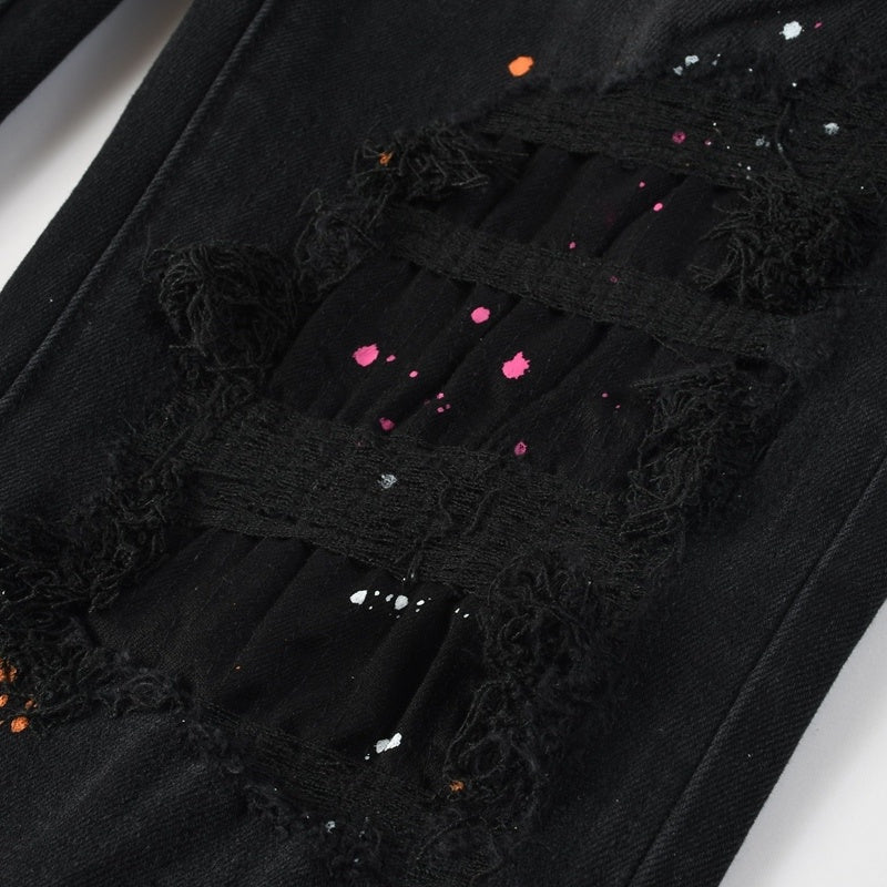Purple brand Jeans High-quality pure cotton streetwear trousers Splashed ink