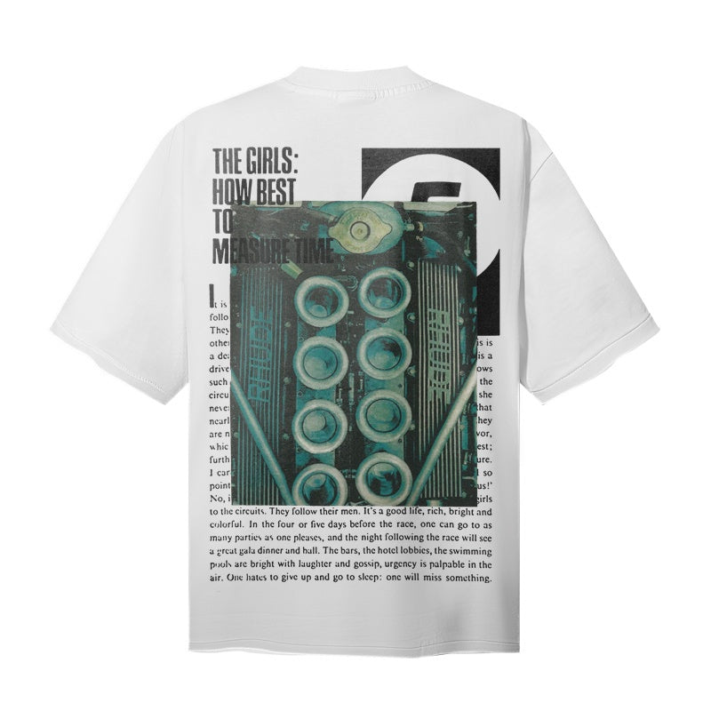 RHUDE T Shirts Old Race Gauge Front & Back Print