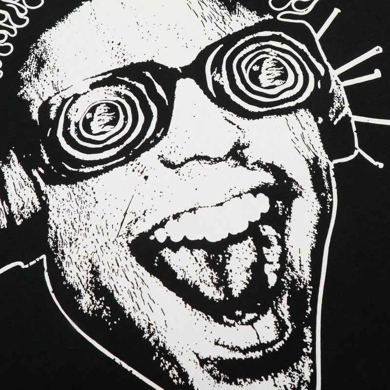 Vintage-style American T-shirt Flame Border Psychedelic Portrait Design