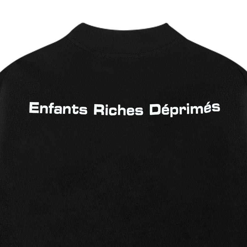 ERD Long sleeved shirt  Black Loose Top Bold Blue Letter Minimal Symbol Graphic