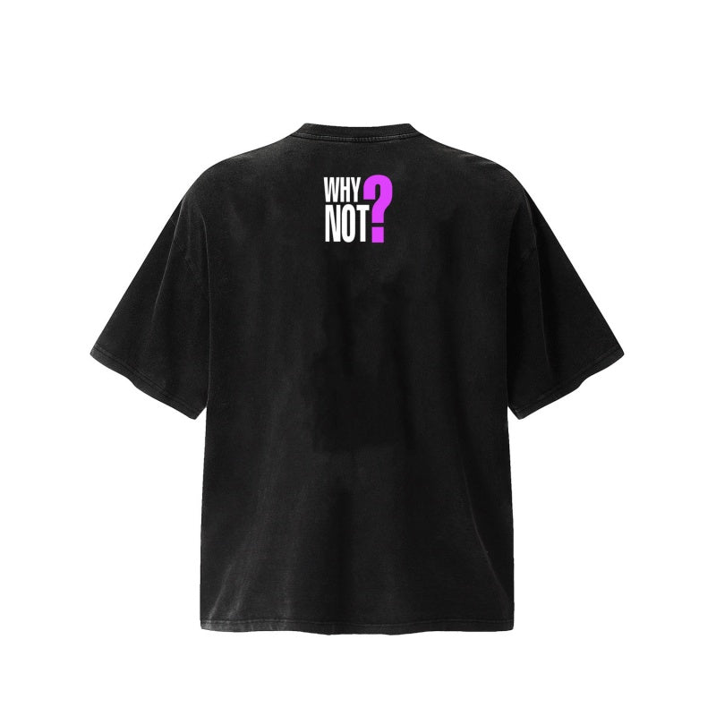Unisex Vintage T ShirtS WHY NOT" Limited Edition – Available in Black and White. Features heavyweight, washed-and-distressed, high-GSM fabric. High-street short-sleeve tee with an American West Coast street-style aesthetic—blending graffiti and hip-h