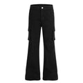 American-style streetwear harem pants Solid Black Utility Bootcut Trousers