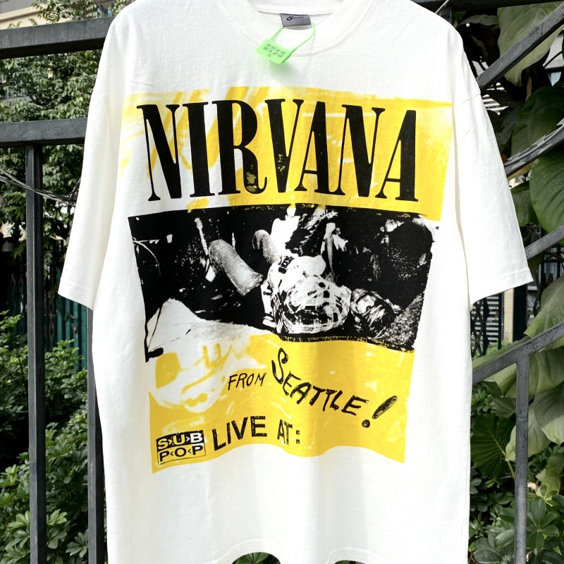 Unisex Vintage T Shirts Kurt Cobain Direct-to-Garment (DTG) Print – High-Street Vintage Style, Heavyweight Fabric, Distressed Washed Finish