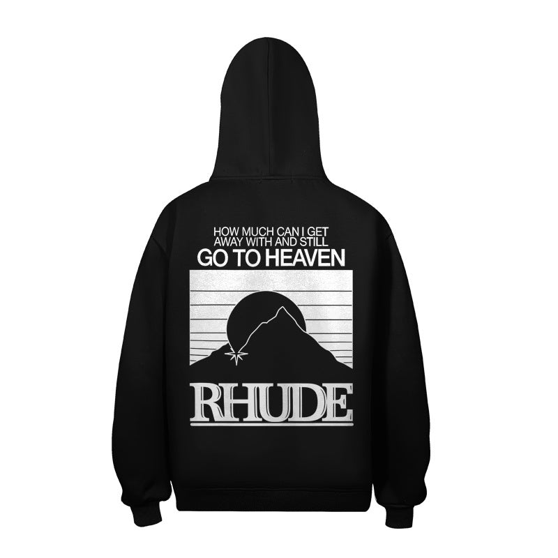 RHUDE Hoodie Distressed Sunset Mountain Verse Motif