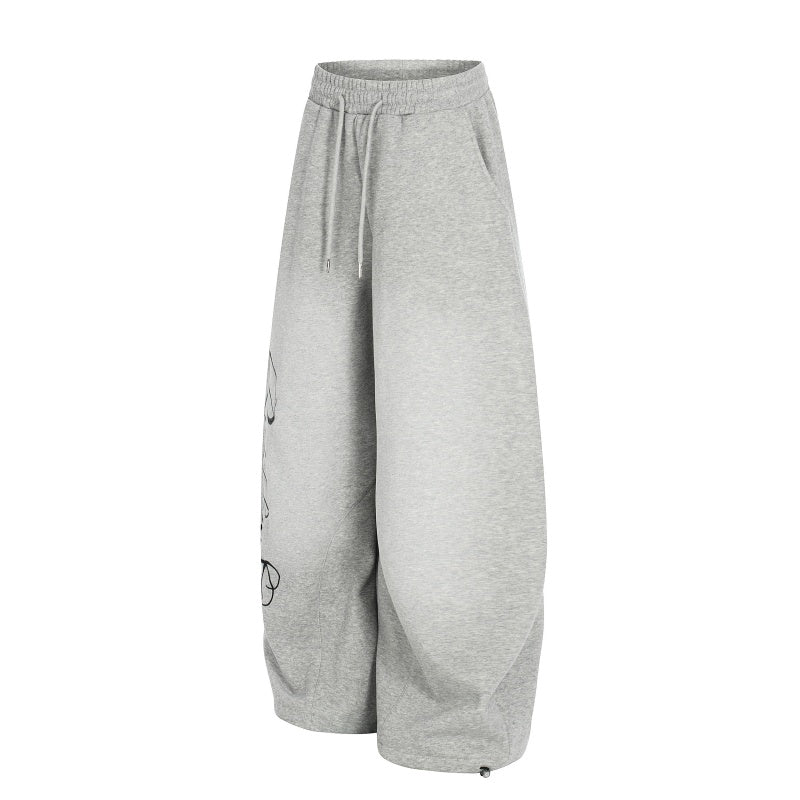 American-style streetwear harem pants Fleece-lined and thickened Gradient Fade Hem Casual Trousers