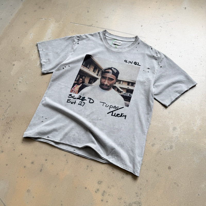 Unisex Vintage T Shirts CHOOOSELF 26SS "2Pac THUG LIFE" Limited Edition Tribute Tee – Heavyweight, Washed, Distressed, Boxy-Fit Streetwear Punk Style