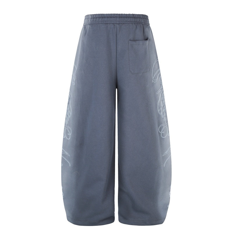 American-style streetwear harem pants Side Cursive Script Relaxed Balloon Trousers