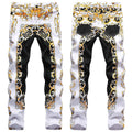 Mens Fashion Jeans Flame Print 584# Pure cotton high quality